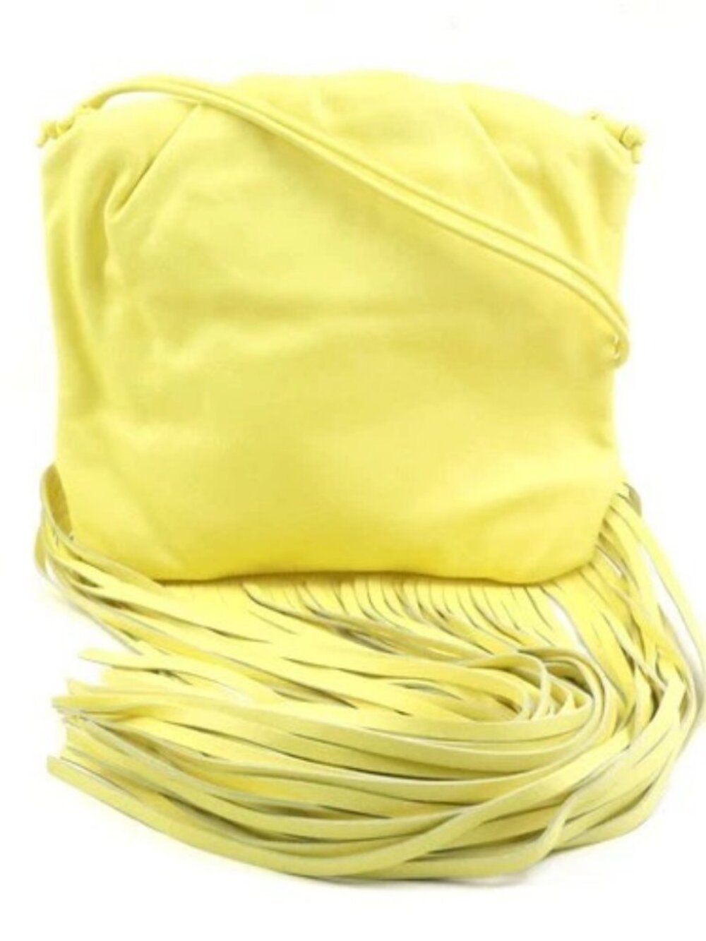 Auth BOTTEGAVENETA The Fringe Pouch Shoulder Bag Yellow Leather - r11398i
